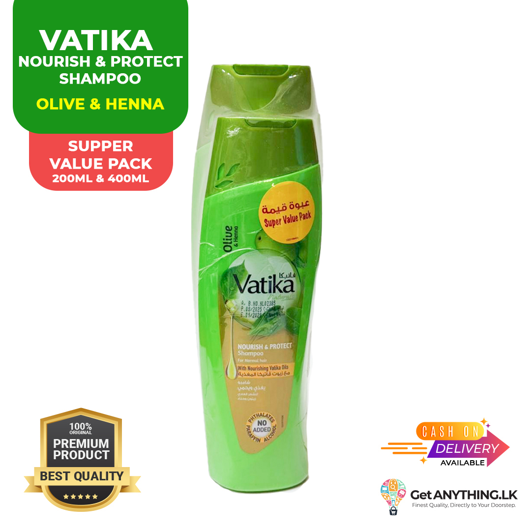 VATIKA Super Value Pack Olive & Henna 200ml & 400ml Dandruff Guard Shampoo