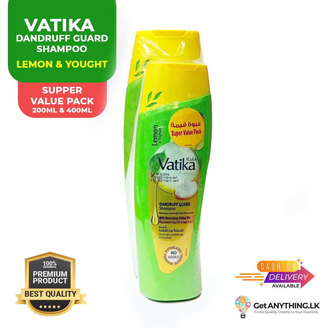 VATIKA Super Value Pack Lemon & Yoghurt 200ml & 400ml Dandruff Guard Shampoo