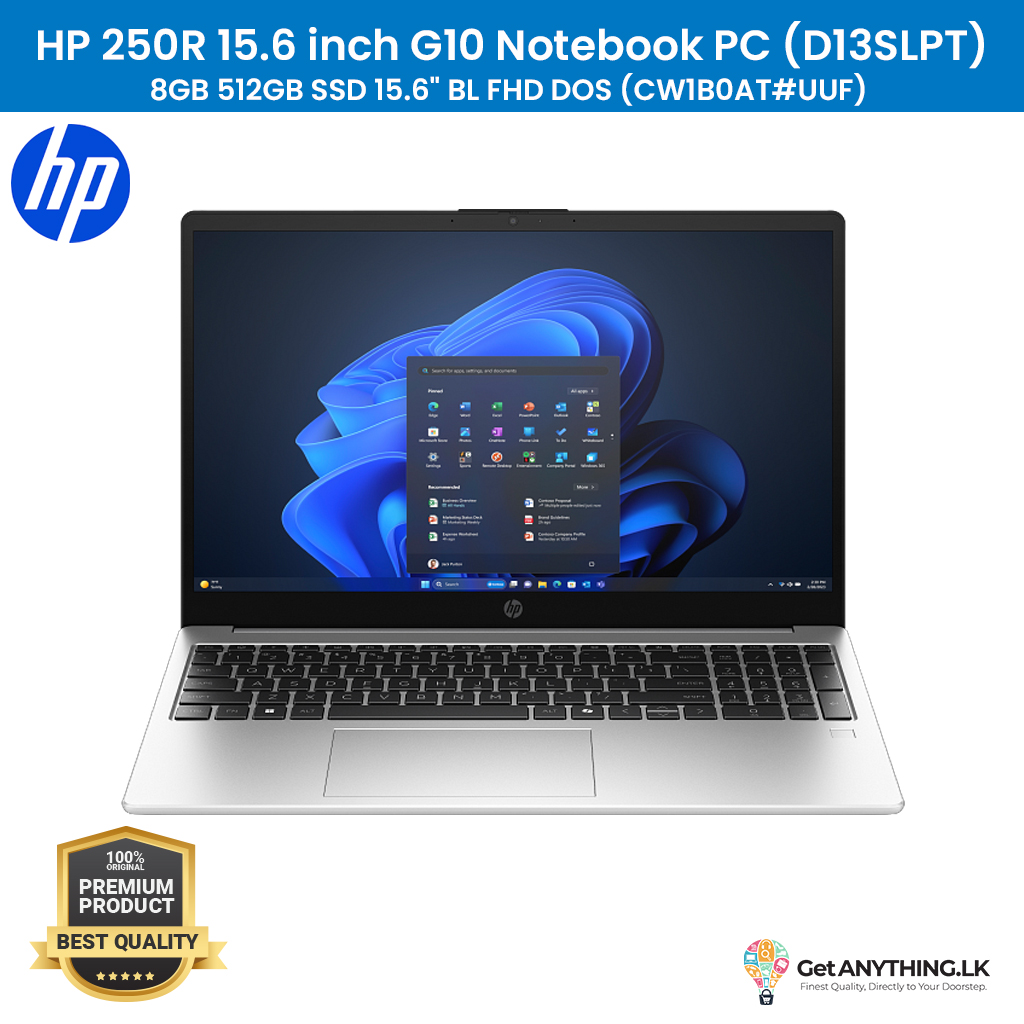 HP 250R 15.6 inch G10 Notebook PC (D13SLPT)