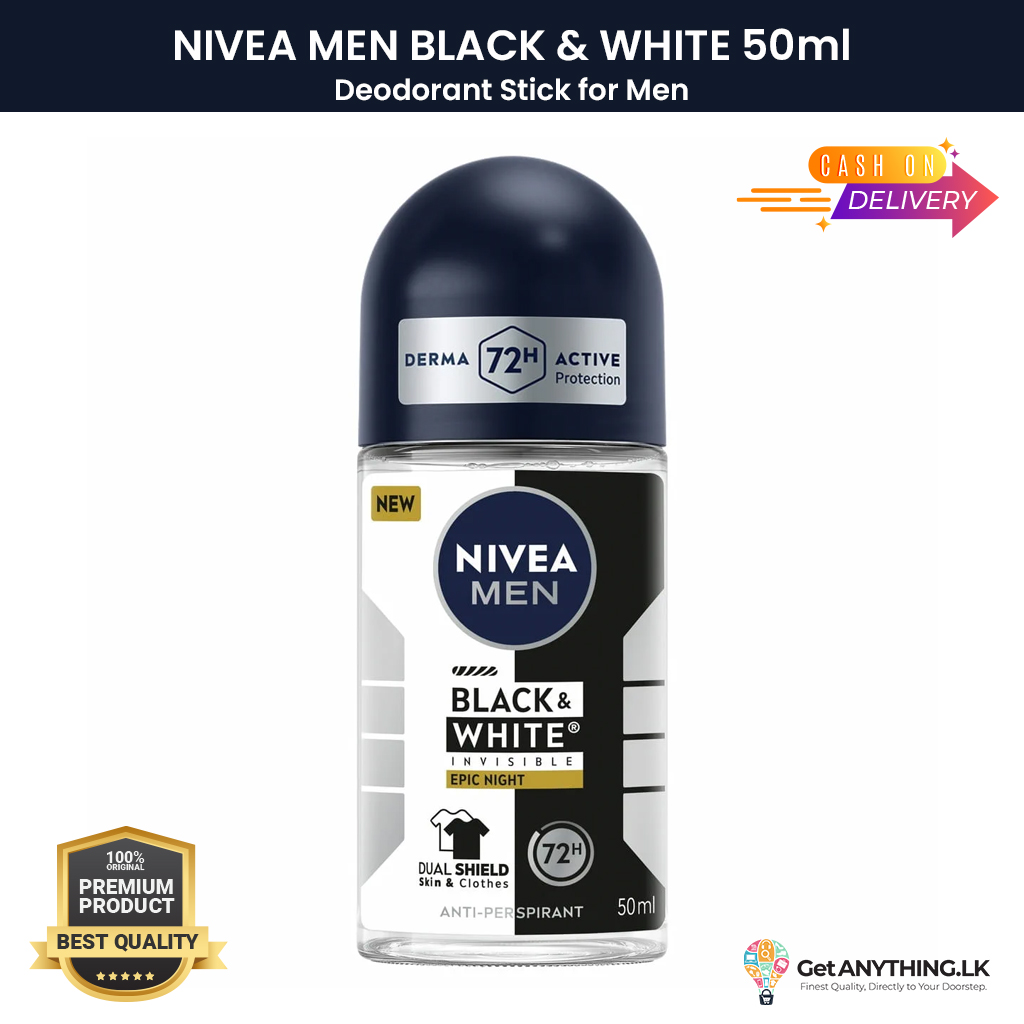 NIVEA MEN Black & White Invisible Antiperspirant Roll-On (50ml)